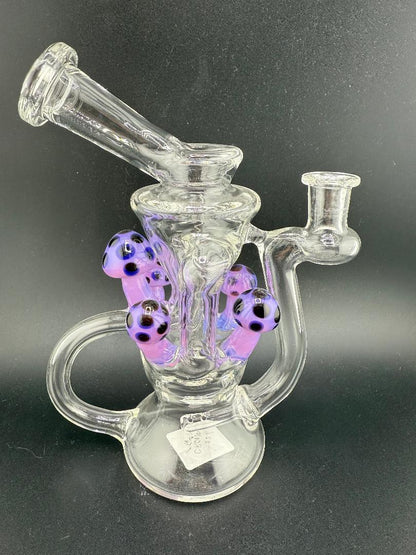 Crondo Glass Clear Recycler Rig W Purple Mushroom Growth 10mm 90°
