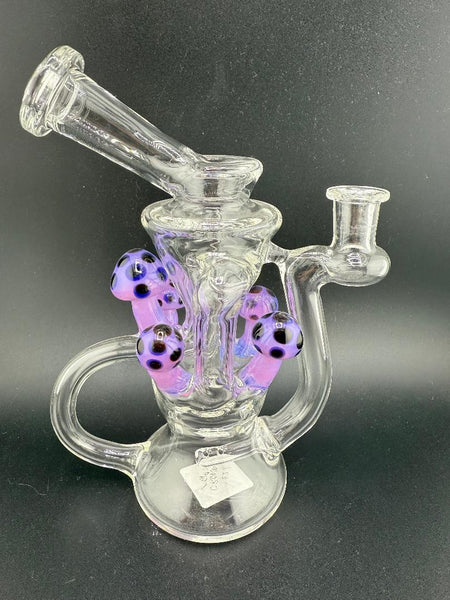 Crondo Glass Clear Recycler Rig W Purple Mushroom Growth 10mm 90°