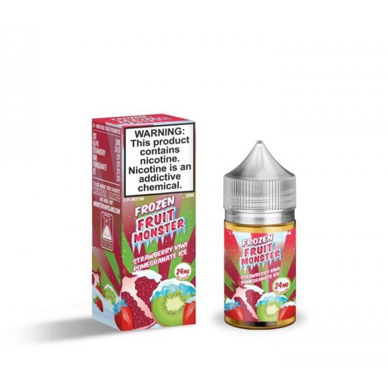 Frozen Fruit Monster Salt Nic e-liquid 30ml with menthol-infused strawberry kiwi flavor, vibrant packaging, and warning label.