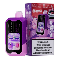 RIFBAR MIXPRO Disposable Vape in Blackberry Bpop flavor with 40,000 puffs, featuring sweetness control and warning about nicotine.