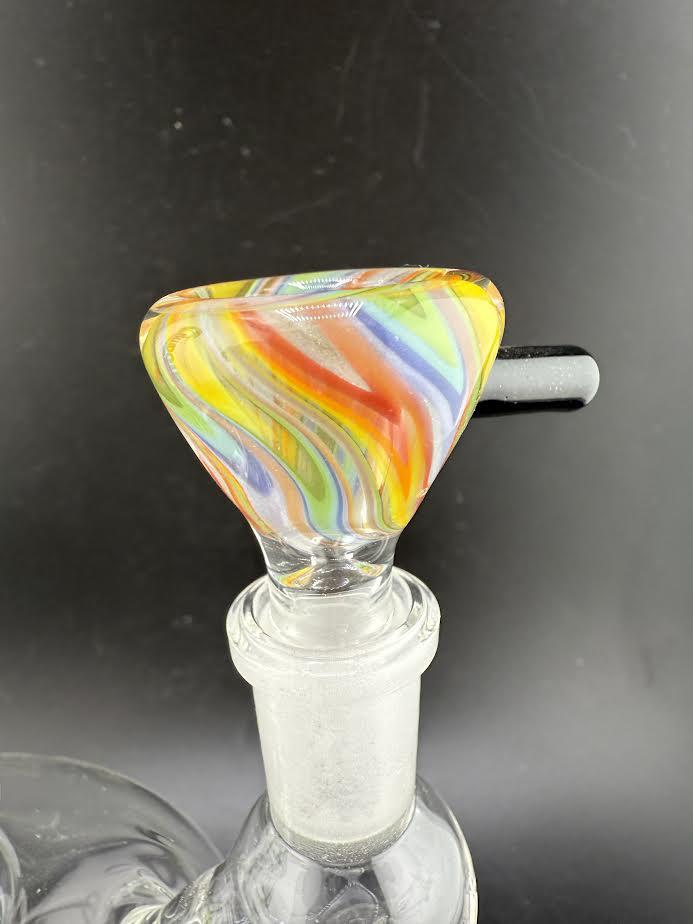 Colorful Sir Pyro Glass Heavy Cane 14mm bowl piece with vibrant swirls, designed for durability and style.