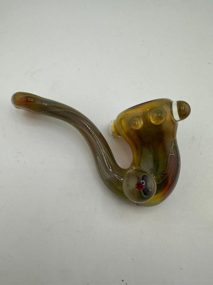 Pugsley Glass Sherlock Pipe – Fumed w/ Opal Encasements & Tactile Knobs