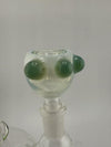 Crondo Glass Full Color Bowl 14mm with green accents, showcasing vibrant craftsmanship and unique design.