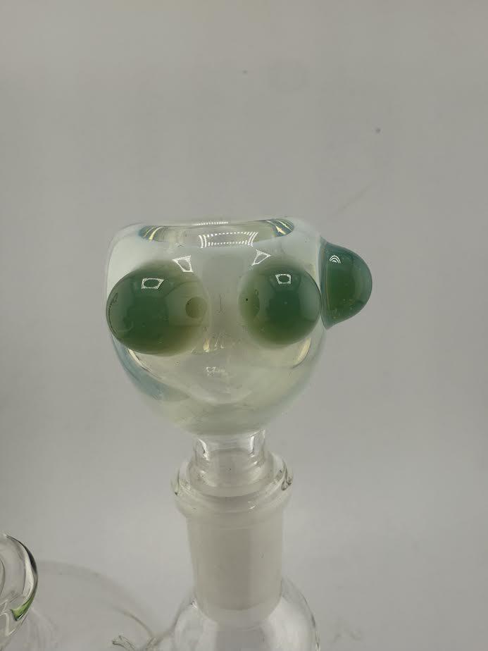 Crondo Glass Full Color Bowl 14mm with green accents, showcasing vibrant craftsmanship and unique design.