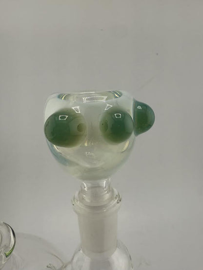 Crondo Glass Full Color Bowl 14mm with green accents, showcasing vibrant craftsmanship and unique design.