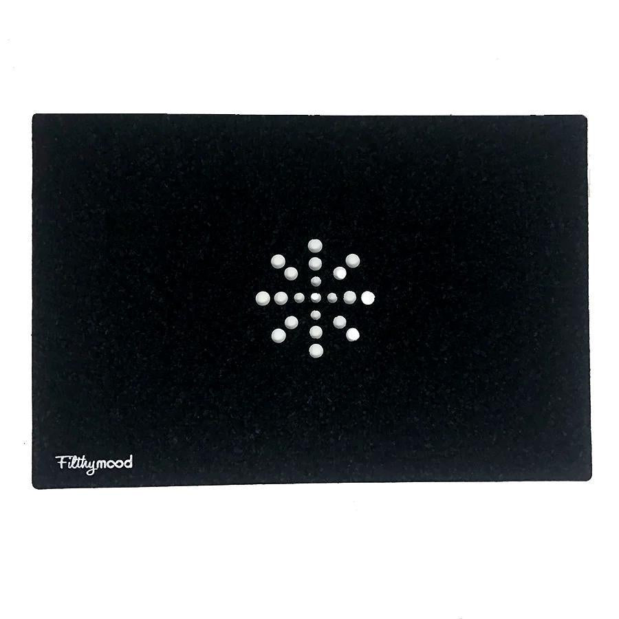 Filthy Mood Sink Mat in black with decorative design, designed to protect glassware during bath-time.