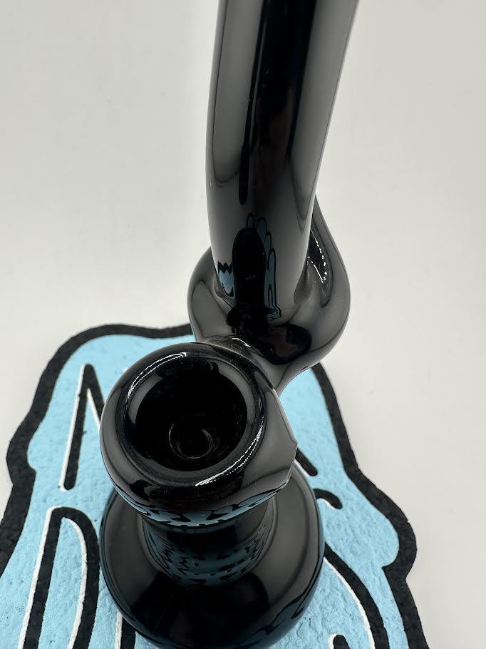 Filla John Glass Flower Bubbler - Black w/ Wig Wag Mouth Piece