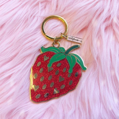 Wildflower Co. Strawberry Enamel Keychain