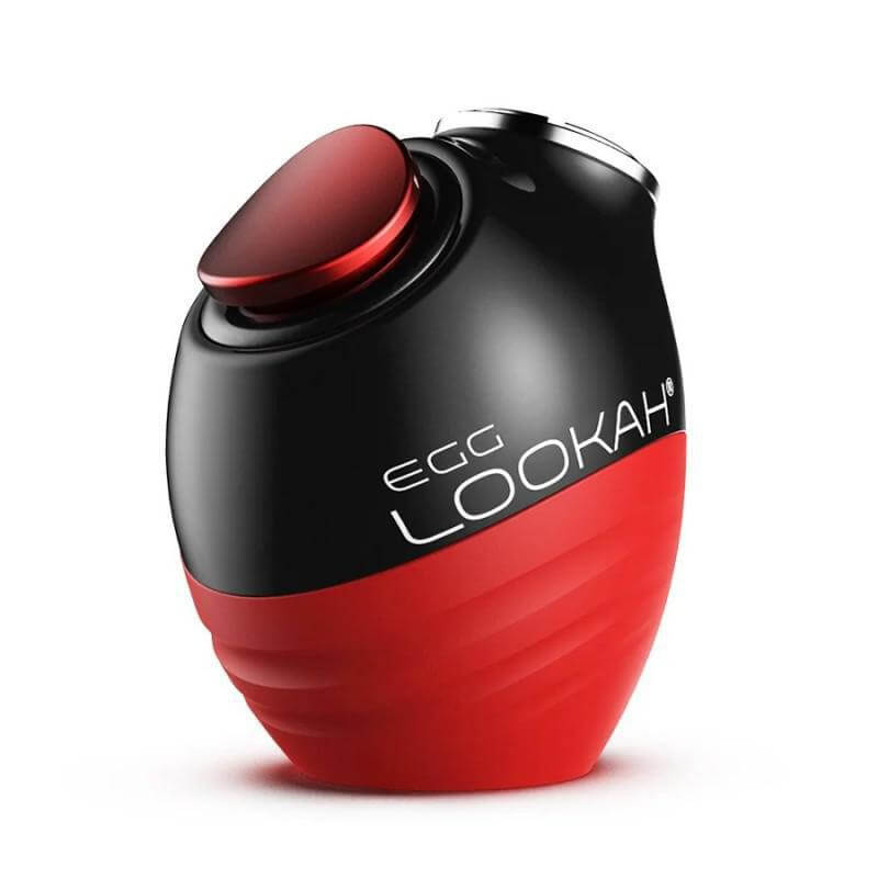 Lookah Egg 510 thread battery in black and red, designed for comfort with 5 voltage settings and a sleek silicone body.