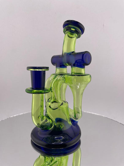 Domer Glass Double Recycler Mini - Cobalt & Green