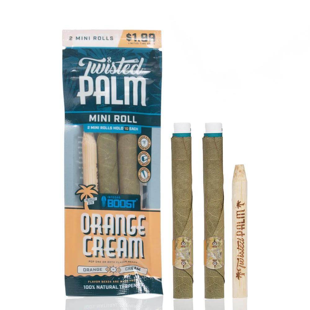 Twisted Palm Mini Roll 2pc pack featuring Orange Cream flavored rolling cones.