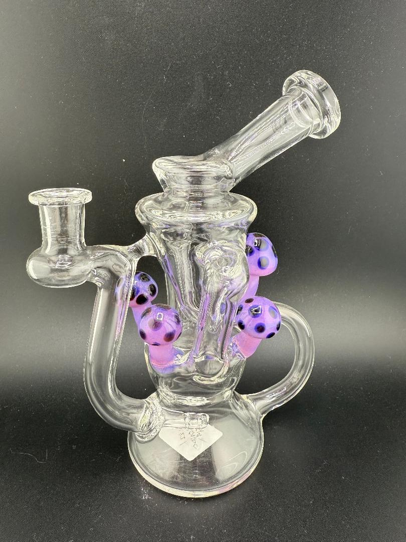 Crondo Glass Clear Recycler Rig W Purple Mushroom Growth 10mm 90°