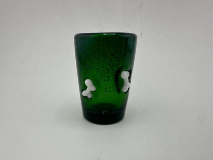 Paulson Pieces Green Glass Shot Glass – Teeth Rim or Inlaid Bones