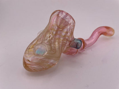 Guido Glass Sherlock Pipe - Full Gold Fume w/ Opal Encasements