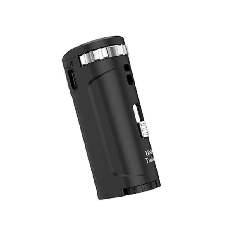 Yocan UNI Twist 510 Battery in black, showcasing adjustable features for universal compatibility.