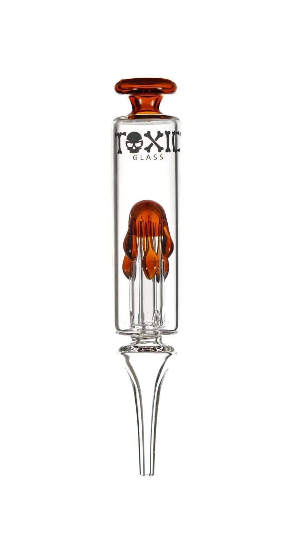 Toxic Glass Drip Sphere Nectar Collector TXNC30 with amber accents and sleek design for superior concentrate performance.