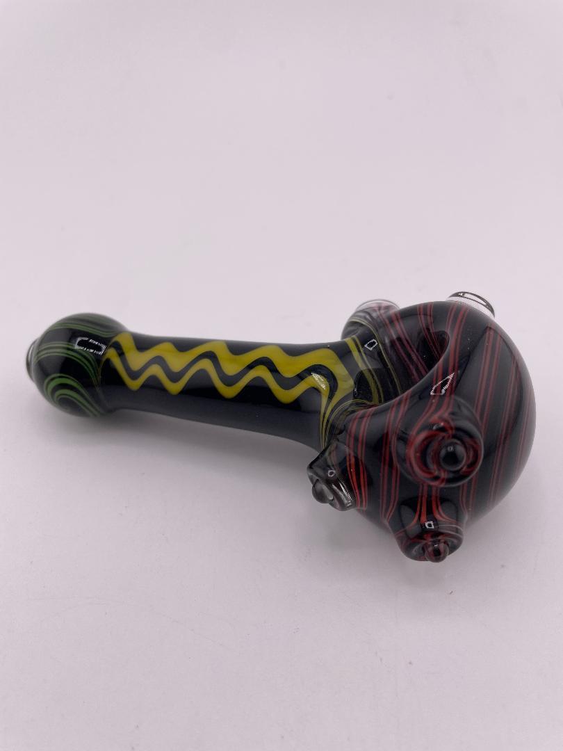 Brando Glass Dry Pipe - Rasta Wig Wag