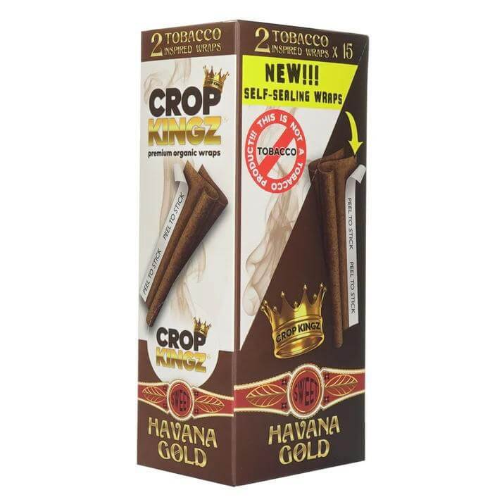 Crop Kingz Havana Gold Tobacco Inspired Wraps - Premium self-sealing organic wraps for smooth flavorful smoking.