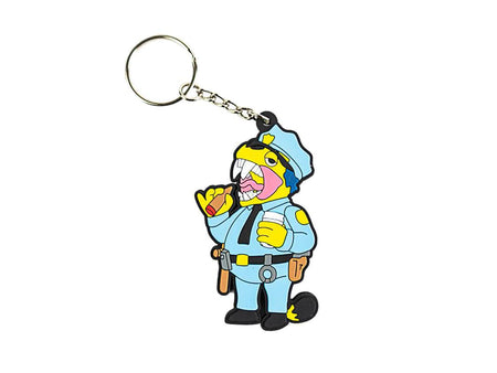 Elbo Glass Keychain - Dino Wiggum featuring playful dino character in rubber design for everyday use.