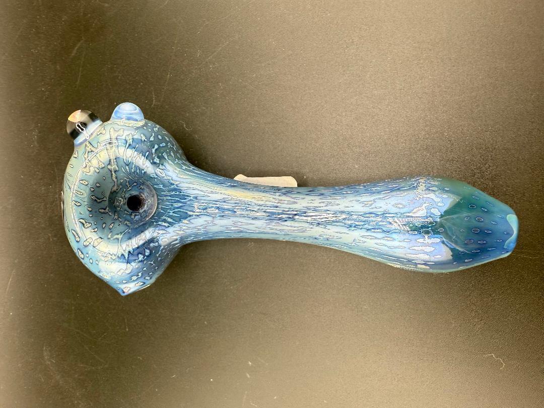 Elbow Tim Glass Hand Pipe -Space Tech w/ Rainbow Wig Wag Cap showcasing unique design and craftsmanship.