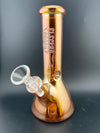 Electro Faded 8" Beaker 14mm 45° in vibrant Oil Spill finish, featuring sleek design and clear glass bowl.