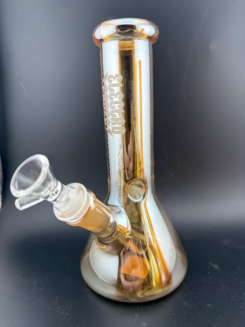 Electro Faded 8" Beaker 14mm 45° water pipe in Tan Chrome finish on a black background.