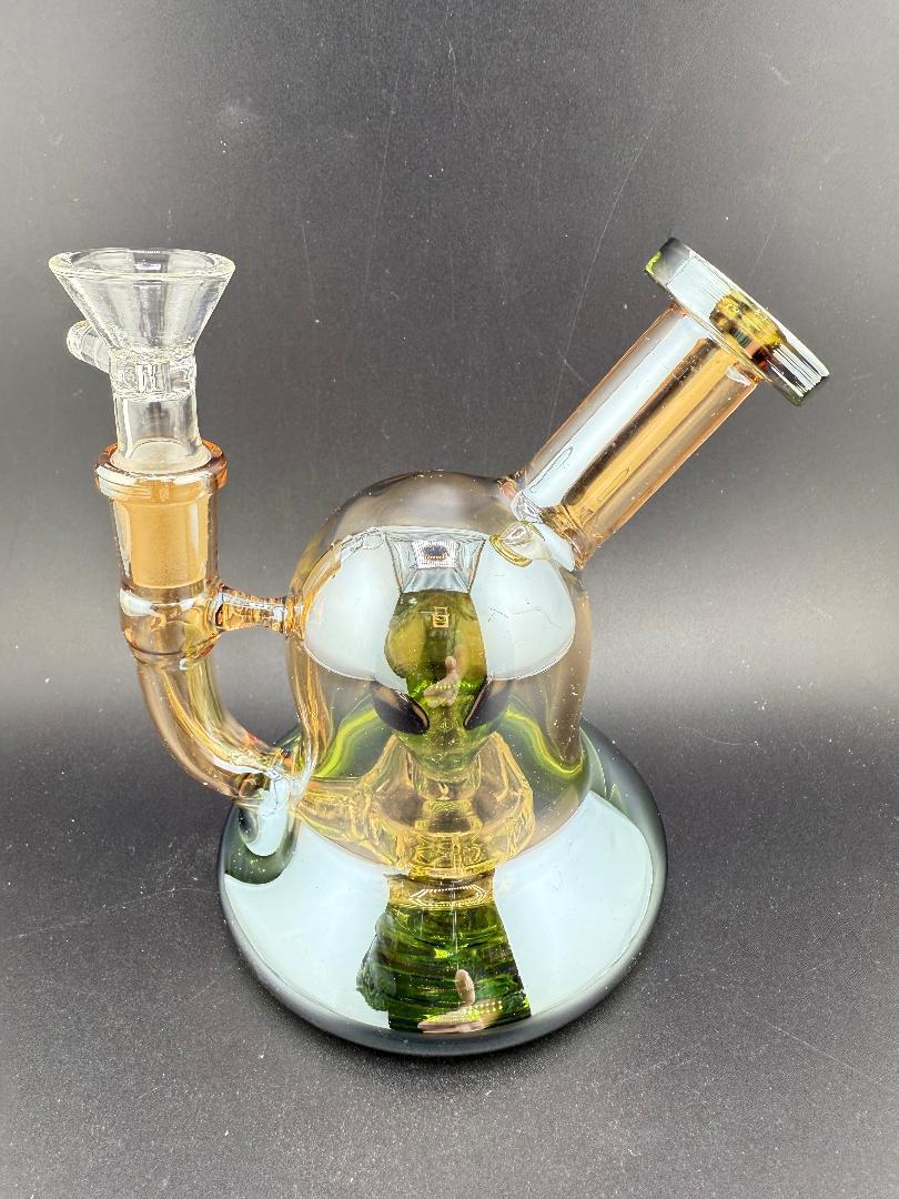 Electro Faded Alien Rig 6" 14mm 90° - Colorful glass rig with unique design for concentrates.