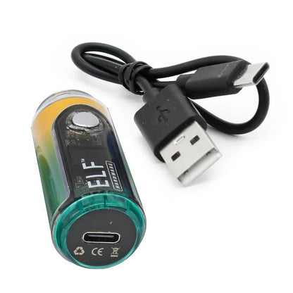 Elf Canndy 510 Battery - Red / Yellow with USB charging cable for easy power management.
