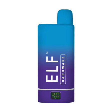 Elf Hardware 510 Battery | Box Vape Cartridge Concealer in sleek blue and purple design with digital display.