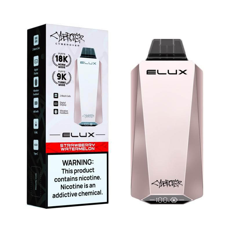 Elux CYBEROVER 18K Disposable 5% in Strawberry Watermelon flavor, showcasing cutting-edge vaping technology.