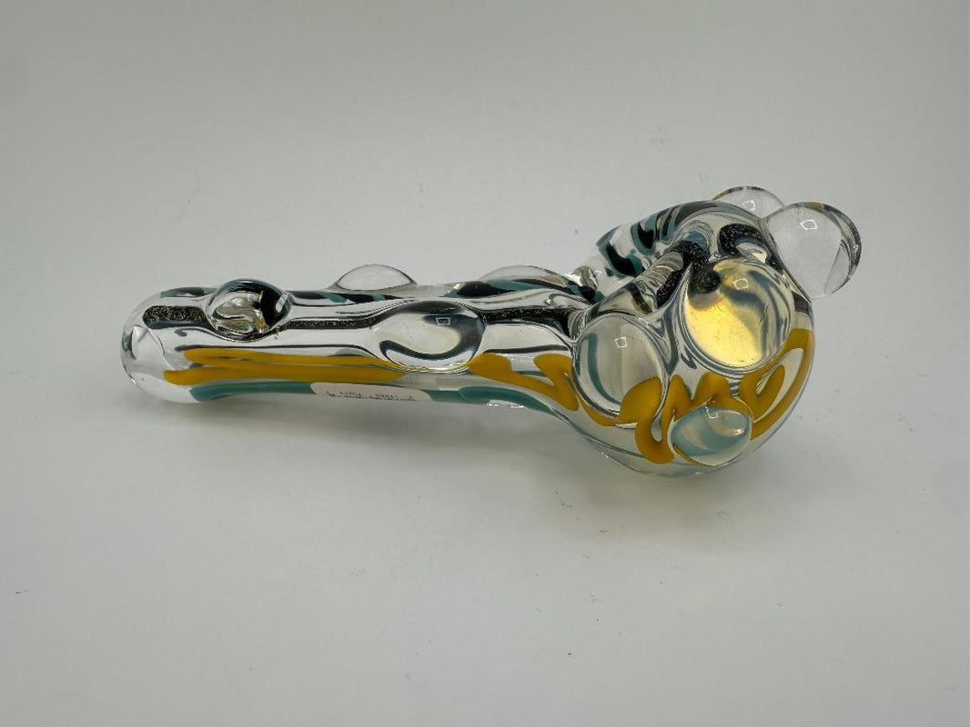 Crondo Glass Dry Pipe - Clear Inside Out  Squiggle with Tactile Dots