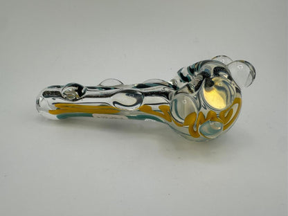 Crondo Glass Dry Pipe - Clear Inside Out  Squiggle with Tactile Dots