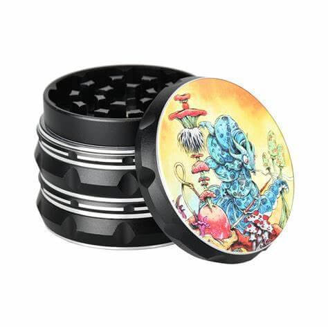 Sean Dietrich 4-Piece Herb Grinder 2.25" with colorful mushroom design for precision grinding.