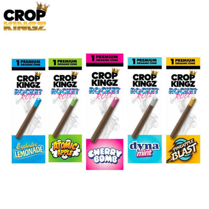 Crop Kingz Rocket Roll Wraps with Flavored Candy Tips - Explosive Lemonade, Atomic Apple, Cherry Bomb, Dynamint, Pineapple Blast