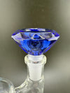 14mm diamond cut bowl with blue glass finish, ideal for water pipes and bongs, enhancing your smoking experience.