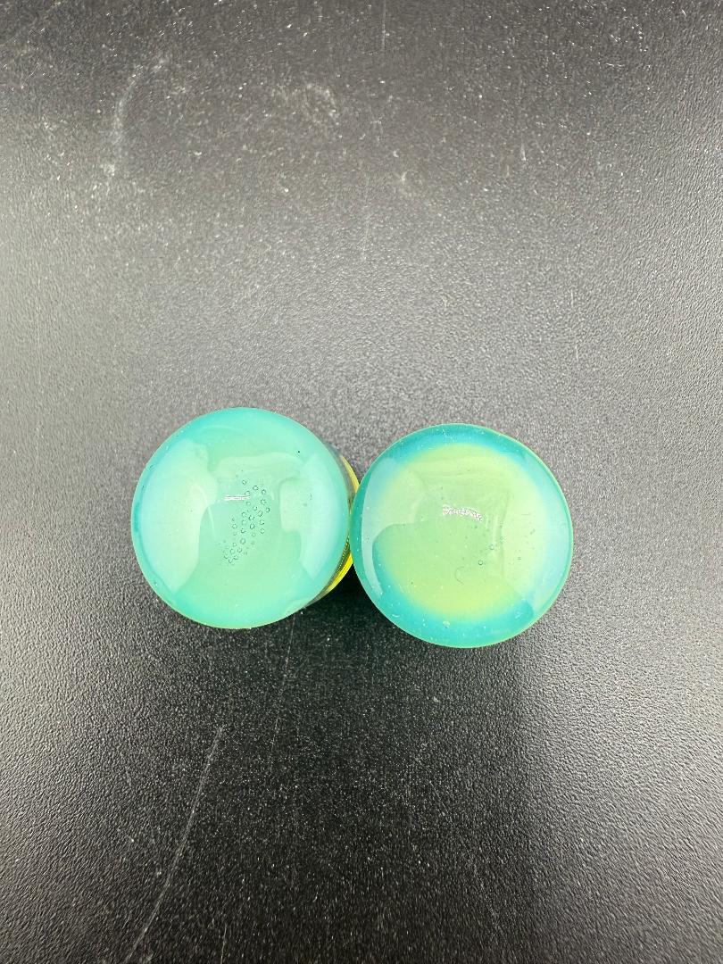 Mop Head Glass Gauges 11/16" in turquoise color, handcrafted borosilicate glass plugs for stretched ears.