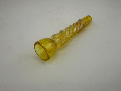Handcrafted yellow glass pinch hitter pipe, designed for discreet, clean smoking sessions on the go.