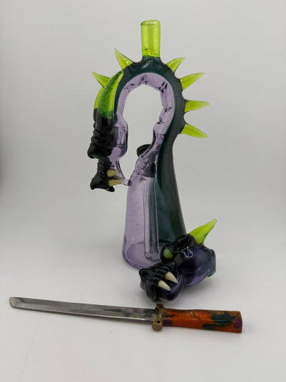 Kazy Glass Green / Purple Dragon 10mm 45° w/ Matching Pendant