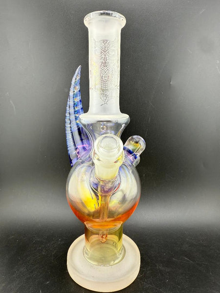 Brando Glass Fumed Dichro Owl Ball Rig w/ Dischro Horns & Marble Attachments  10mm 45°