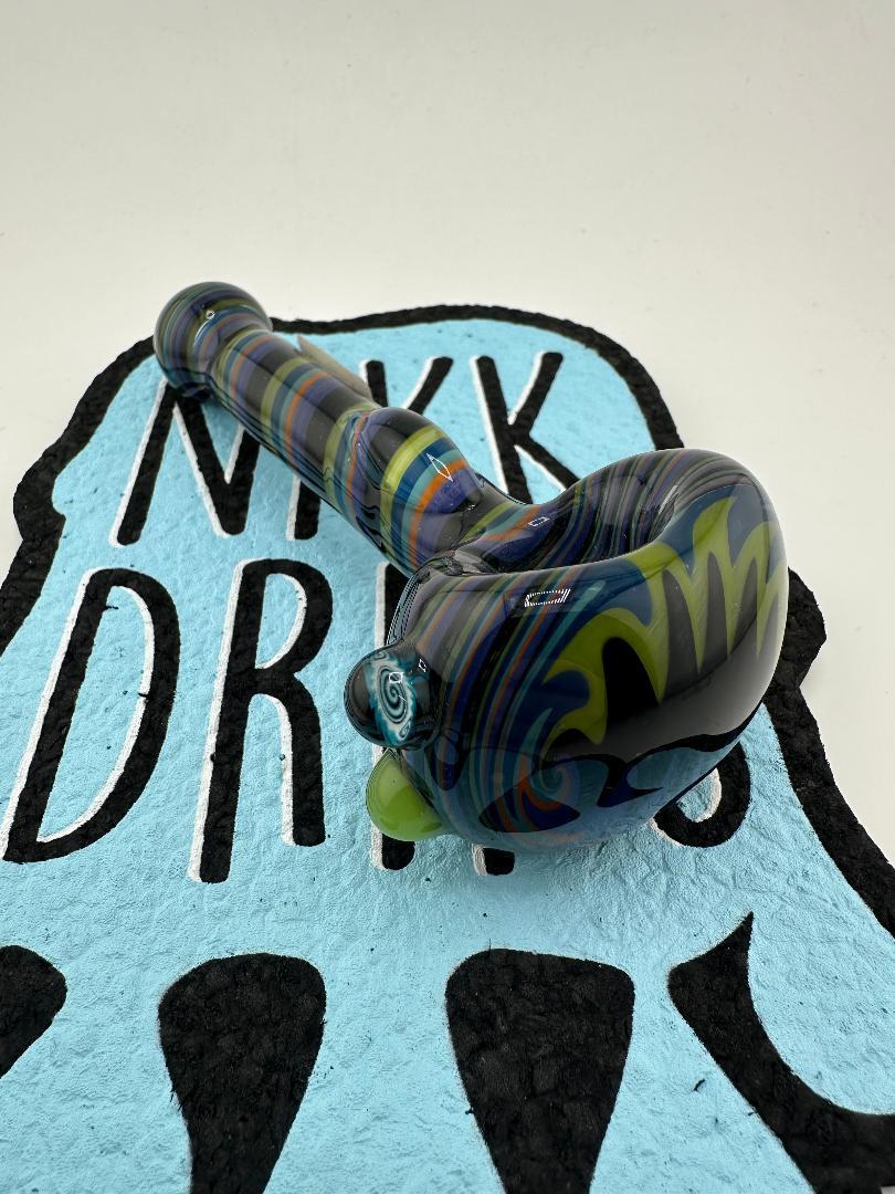 Filla John Glass Hand Pipe - Fully Worked Wigwag