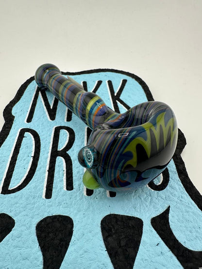 Filla John Glass Hand Pipe - Fully Worked Wigwag