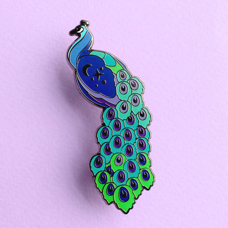 Glitter Punk Enamel Pin - Peacock