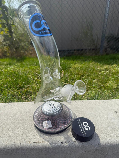 Compton Glass Kickback 12" w/ Grinder Built In 14mm 45°