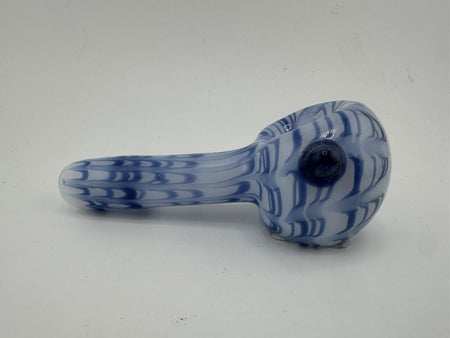 Filla John Glass Dry Pipe - White w/ Colored Wrap & Rake