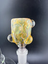 Crondo Glass Fumed Bowl 14mm with vibrant colors and unique bubble design, perfect for enhancing smoking experience.