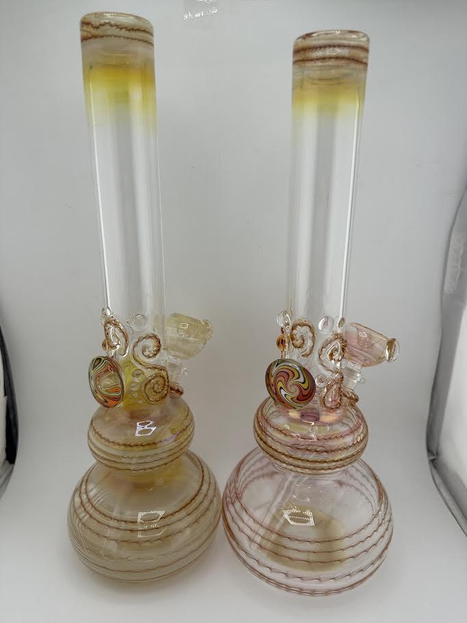 JP Killman Glass Flower Beaker - Double Bubble