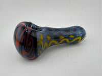 Phranq Glass Dry Pipe - Fully Worked Multi Colored Squiggle Wig Wag