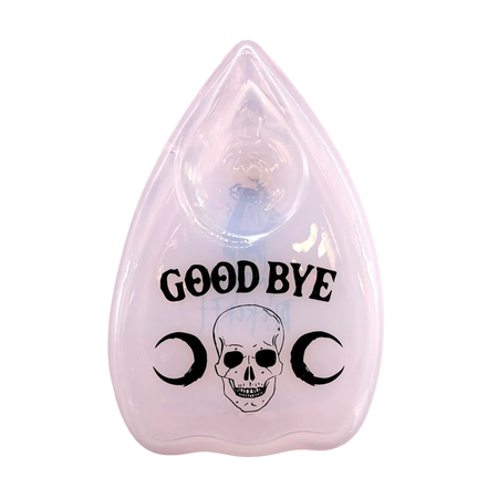 BlackCraft Planchette Pipe in pink with skull design and "GOOD BYE" text, perfect for collectors.