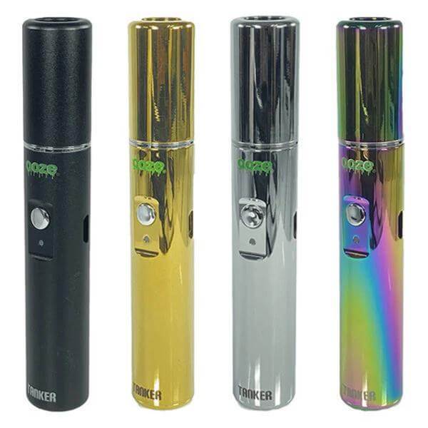 Ooze Tanker Extract 510 Battery in black, gold, silver, and rainbow colors for enhanced vaping performance.