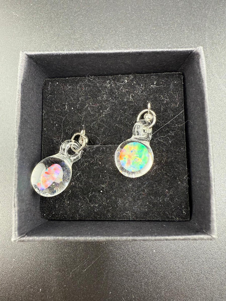 Filla John Glass Encased Opal Dangly Earrings